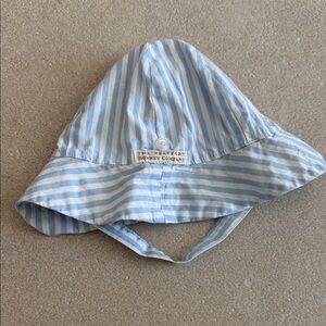 The Beaufort Bonnet Company Light Blue and White Striped Baby Bonnet